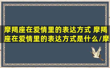 摩羯座在爱情里的表达方式 摩羯座在爱情里的表达方式是什么/摩羯座在爱情里的表达方式 摩羯座在爱情里的表达方式是什么-我的网站